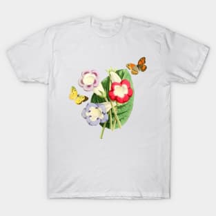 Watercolor flowers and butterflies - vintage snapdragons T-Shirt